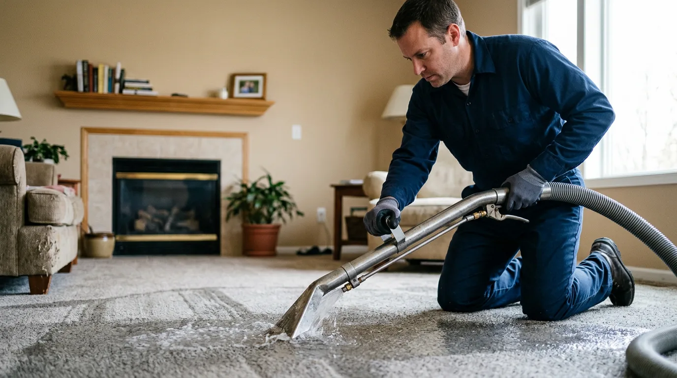 Water damage restoration technician working near Manila, AR